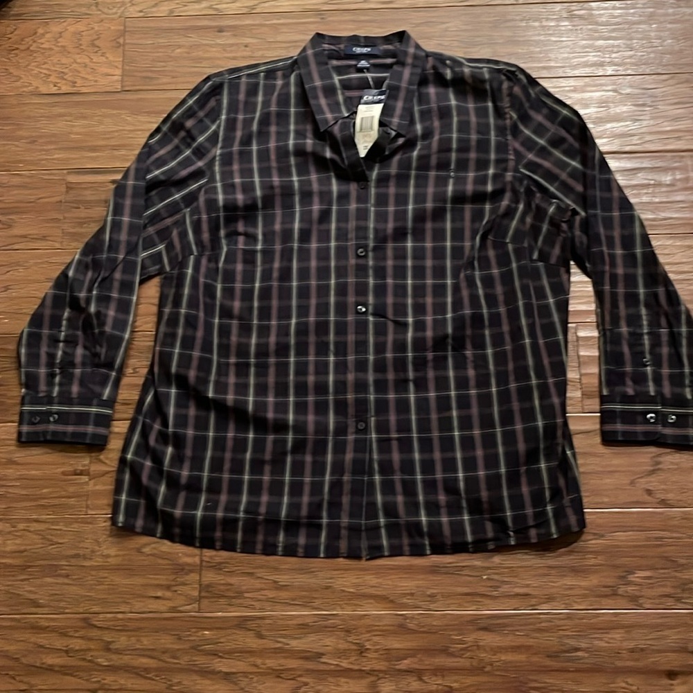Chaps Men’s Long Sleeve Button Down 100% Cotton Blue Plaid Men’s Shirt Size 2X